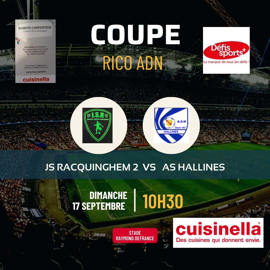 Match de coupe a Racquinghem ce weekend