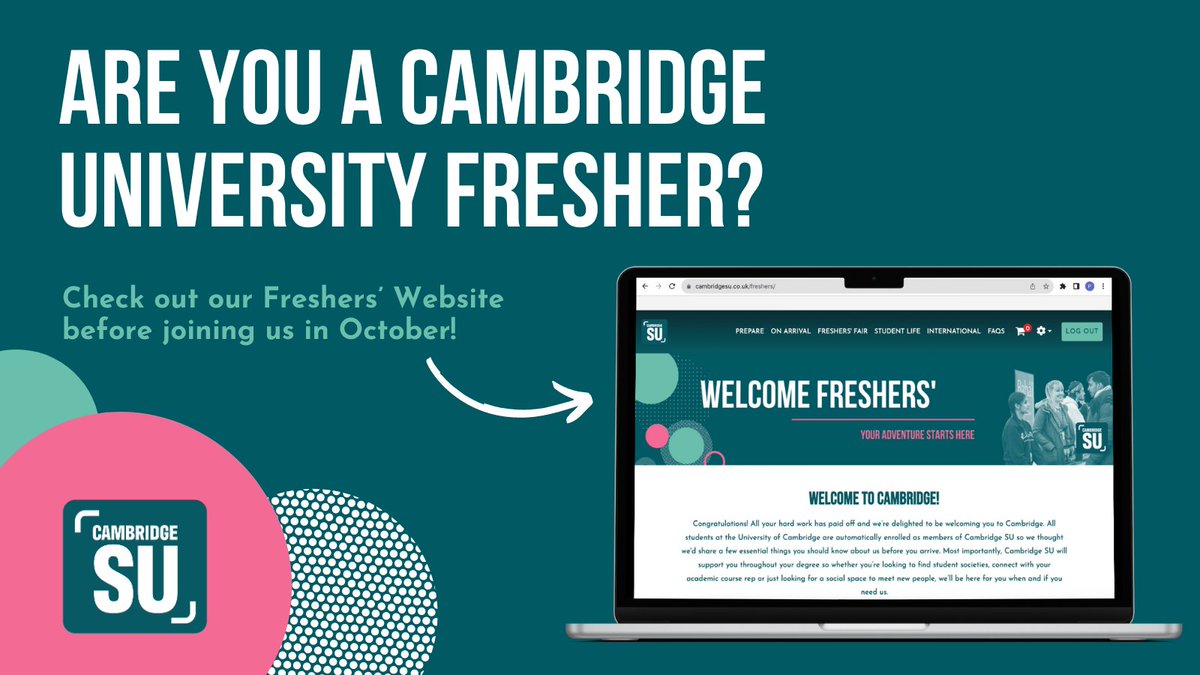 Are you a Cambridge University Fresher? Have questions about what to bring to uni, events, or student life? 

Our freshers' website has the answers for you; make sure to check it out before joining in October!

cambridgesu.co.uk/freshers/