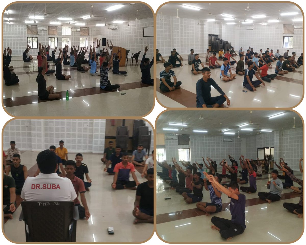 જિલ્લા રોજગાર વિનિમય કચેરી - જુનાગઢ : નિવાસી તાલીમ વર્ગનાં તાલીમાર્થીઓની માનસિક અને શારીરિક આરોગ્ય સુખાકારીના સશકિતકરણ હેતુ યોગાચાર્યનાં નેતૃત્વમાં વિવિધ લાભદાયી યોગાસનોનું ખાસ સેશન આયોજિત કરવામાં આવેલ છે. #AgniVeer
<a href="/CMOGuj/">CMO Gujarat</a> <a href="/Balwantsinh99/">Balvantsinh Rajput</a> <a href="/collectorjunag/">Collector Junagadh</a> <a href="/DdoJunagadh/">DDO Junagadh</a> <a href="/IasTanna/">Rajesh Tanna, IAS</a>