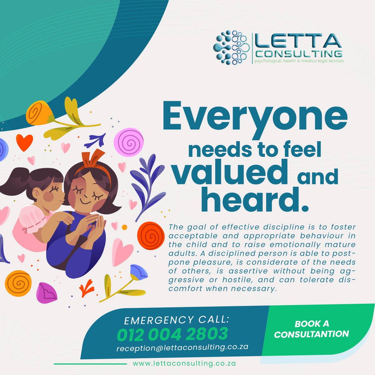 #love #relationships #therapy #psychologist #toxicpeople #parenting #childpsychologist
#therapy
Let us help today
buff.ly/48bnwBA
Call us at 012 004 2803
Whatsapp 0657213258
Email: reception@lettaconsulting.co.za
Visit our website at buff.ly/3PnTCCD