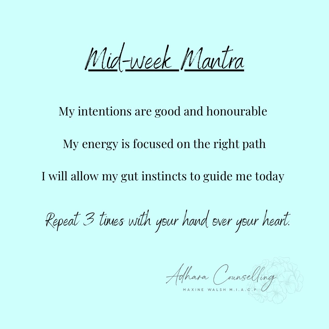 #mantra #thursdayvibes #midweekmotivation #mindfulness #mindfulliving #intentionalliving #meditation #counselling #psychotherapy #tallaght #dublin #ireland 
#therapistsconnect