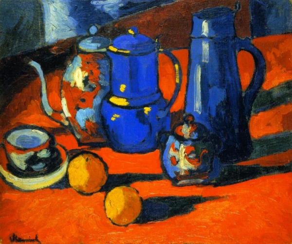 Still life with oranges II. Maurice de Vlaminck. C.1907. Orange flower water has been used all around the Mediterranean for centuries to flavour cakes,pastries, tajines, salads and even coffee. See recipe for a Moroccan carrot and apple salad on instagram.com/paolagavin #recipe