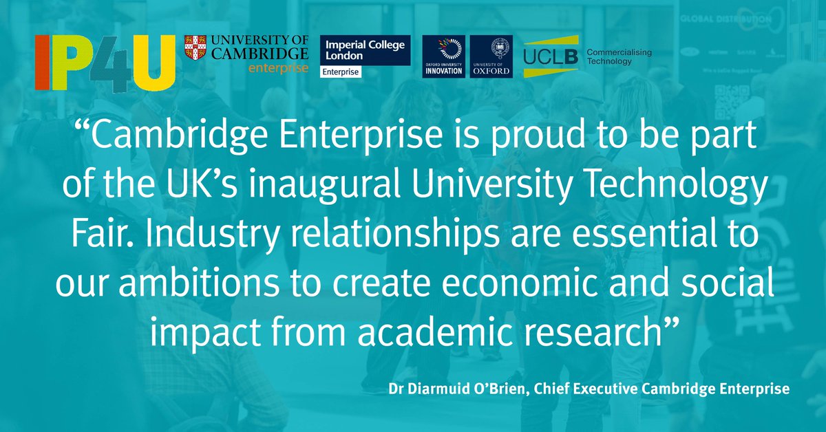 UCamEnterprise's tweet photo. The upcoming #IP4U University Tech Fair is an exciting opportunity to discover industry ready & groundbreaking technology from 4 of the leading UK universities
Learn more about the technologies & speakers at this free event by heading to: https://t.co/KwRhuSmhuF https://t.co/pRjre1tn10