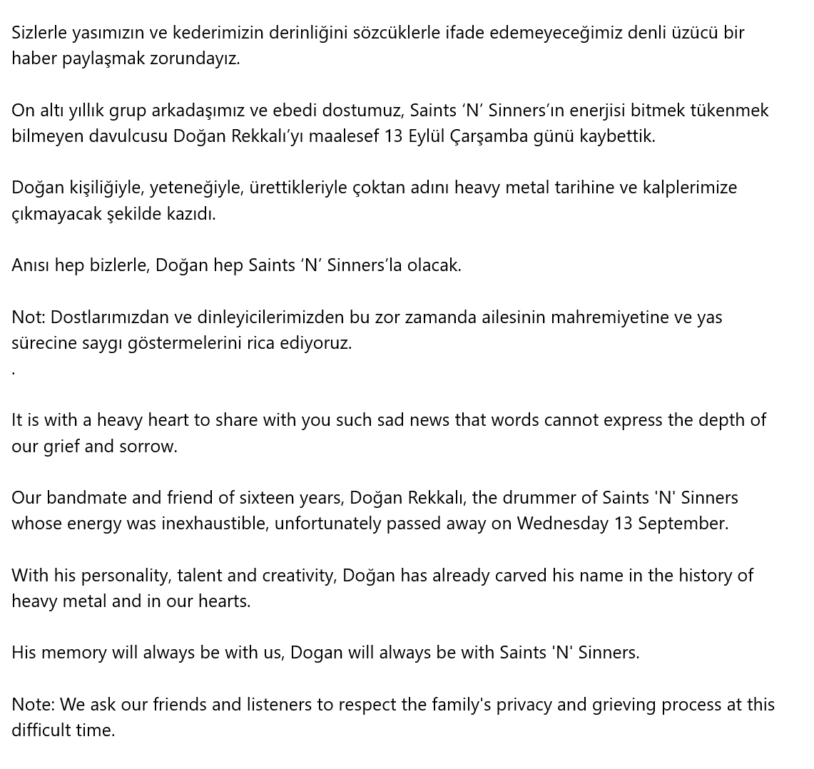 Doğan Rekkalı, 4 Kasım 1984 - 13 Eylül 2023