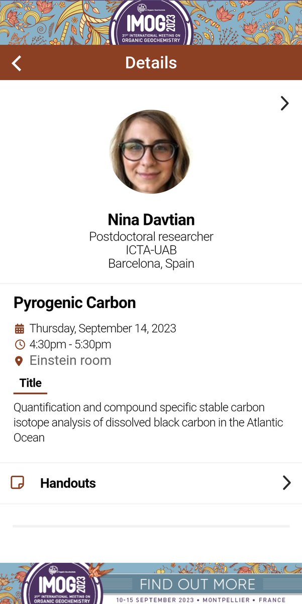 This afternoon, I will present a BPCA-based story about dissolved black carbon in the Atlantic Ocean at the #PyrogenicCarbon oral session of #IMOG2023 @EAOGNews