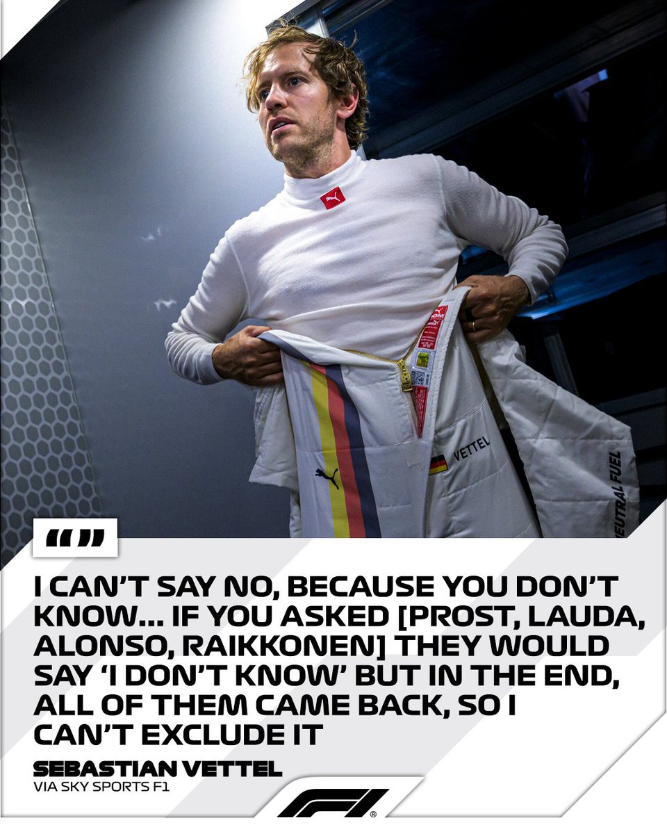 F1's tweet photo. Could four-time world champion Sebastian Vettel make a return to Formula 1? 👀

#F1 https://t.co/IOW70fDJqm