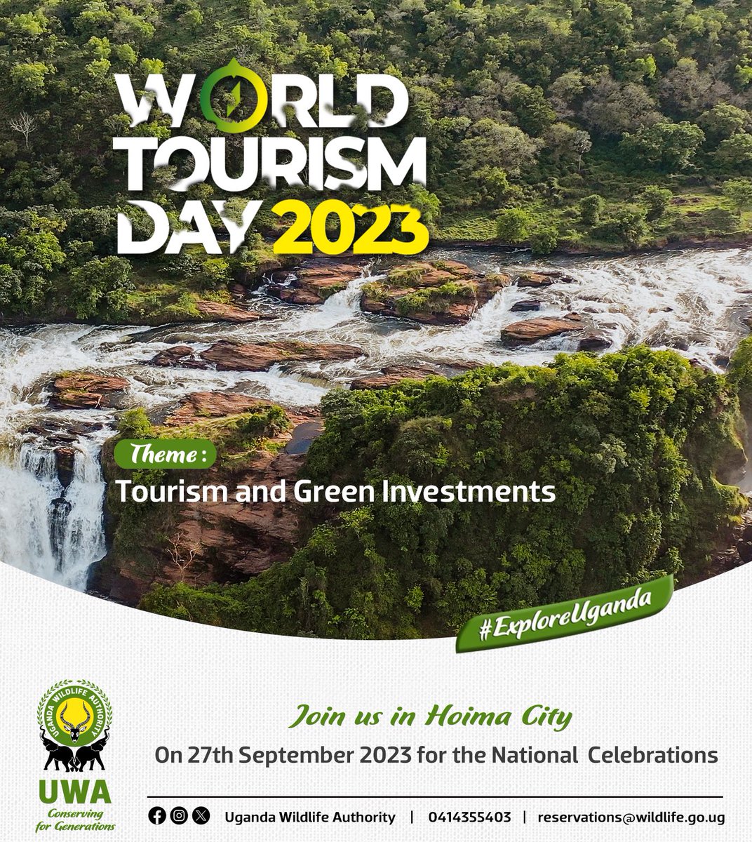 This year's #WorldTourismDay celebrations specifically remind us about the importance of sustainable developments. Uganda will join the rest of the world to celebrate this important day. The national celebrations will be held in Hoima City on 27th September 2023. #ExploreUganda