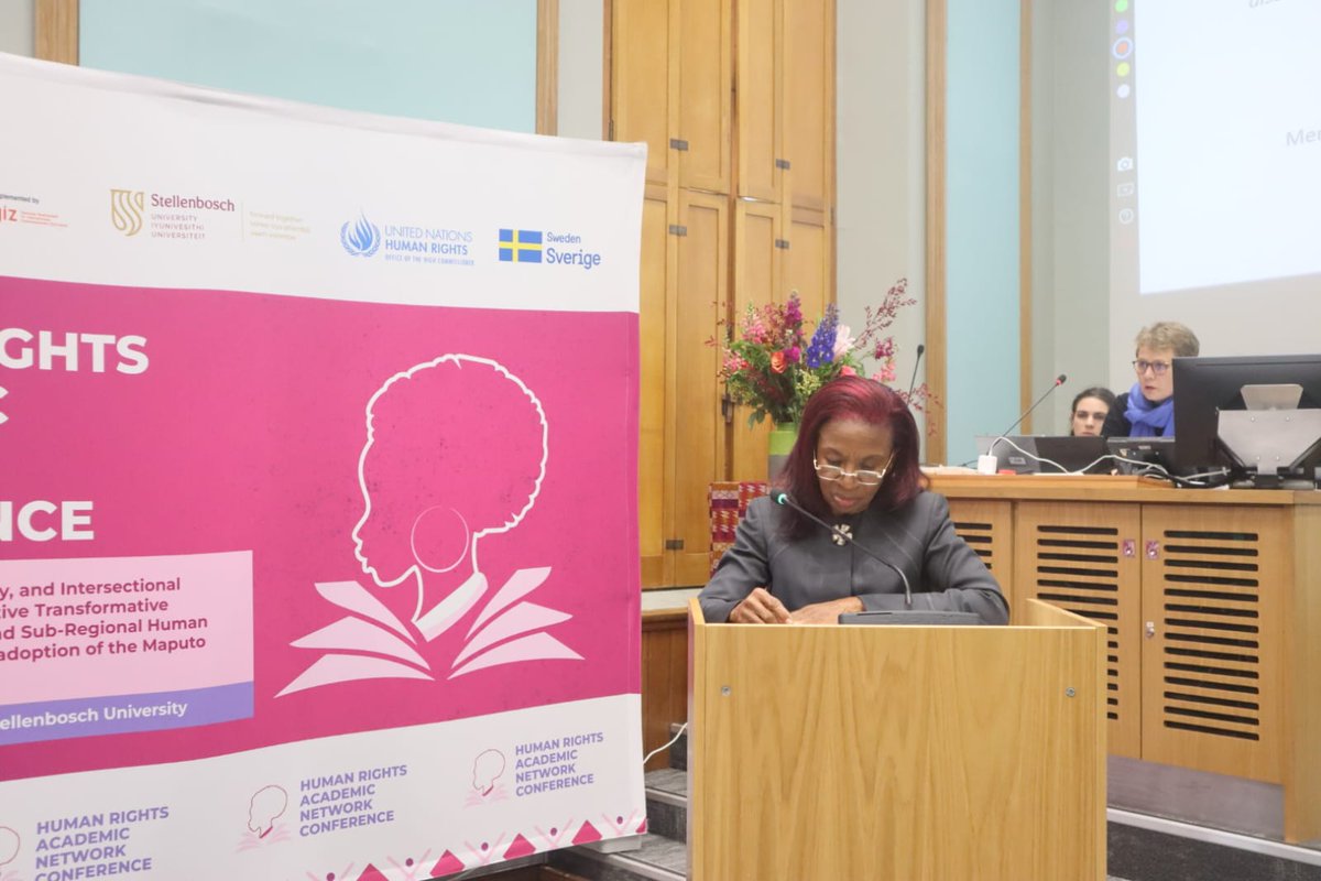 "It's commendable that most states have been adjudicating cases using the #MaputoProtocol" Hon. Sallah-Njie during the Reflections on the Maputo Protocol session at the #2023AcademicConference. Also participating in the session is Justice Kathurima &amp; Ms. Hilary-UNCEDAW Committee