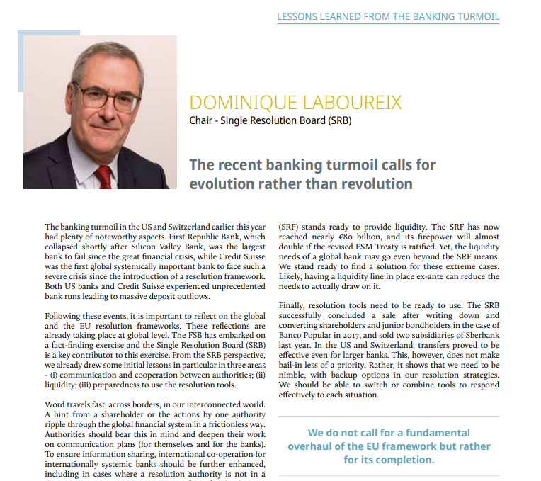 EU_SRB's tweet photo. #Eurofi article by SRB Chair Dominique Laboureix - The recent banking turmoil calls for evolution rather than revolution
https://t.co/k40mrPgsVL https://t.co/9tgyDfOMgx