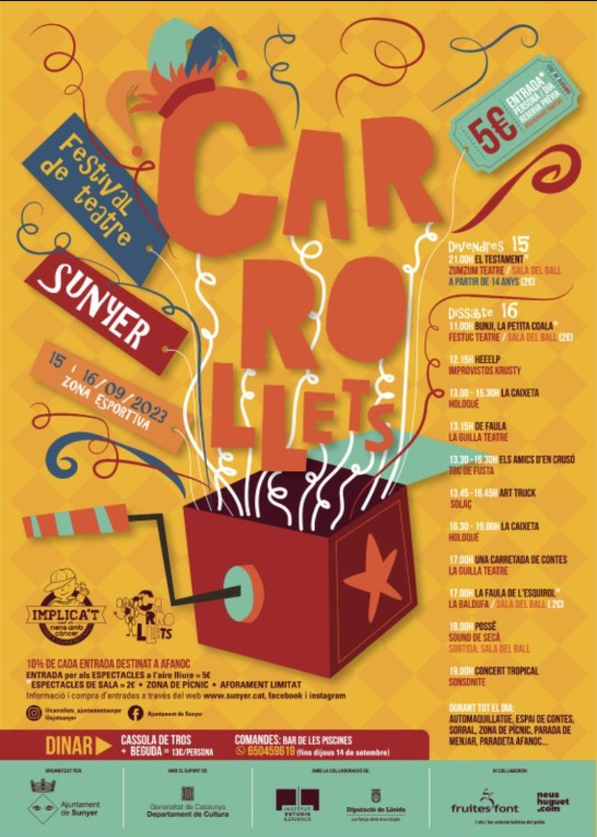 labaldufateatre's tweet photo. Entusiasmats de ser dissabte al Carrollets de #Sunyer, una meravella de festival!!! https://t.co/DdT9h1NSAc