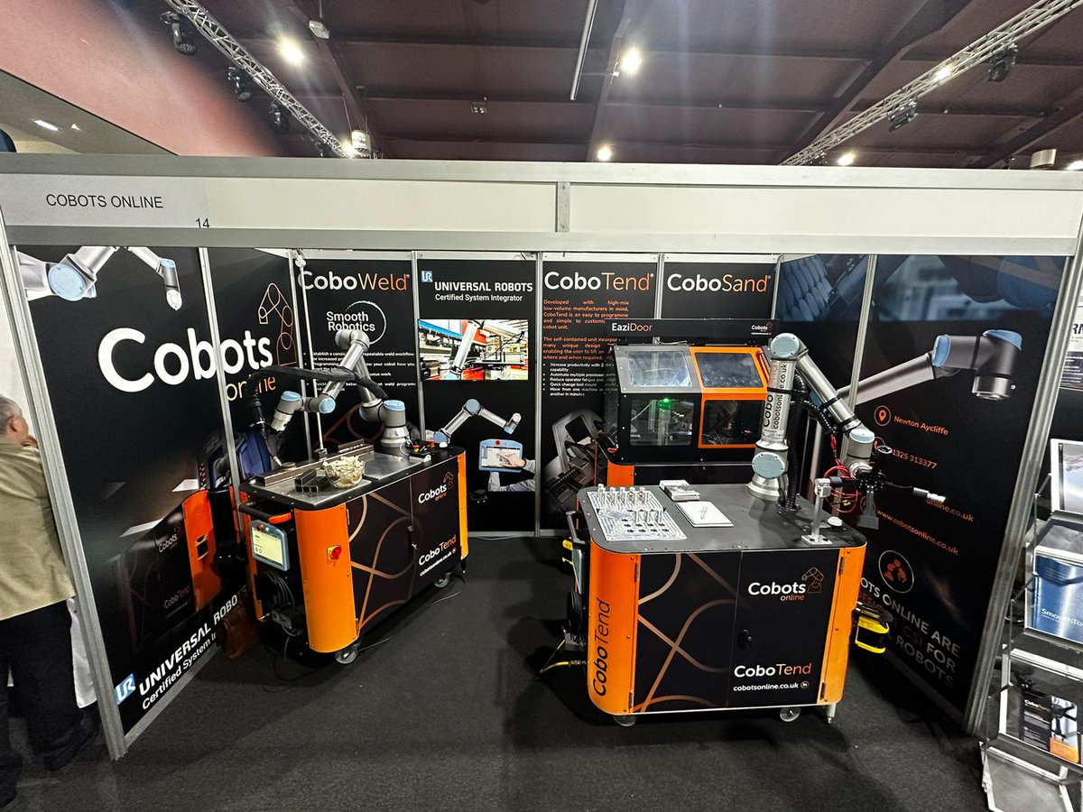 CobotsOnline's tweet image. The @CobotsOnline team are all set up ready for a fantastic day at @emconshow!

Make sure to stop by for a live demo of our #MachineTending cobot, CoboTend. 

We will also have our #welding cobots, CoboWeld, showcasing Smooth Tool by @SmoothRobotics

#Cobots #Manufacturing