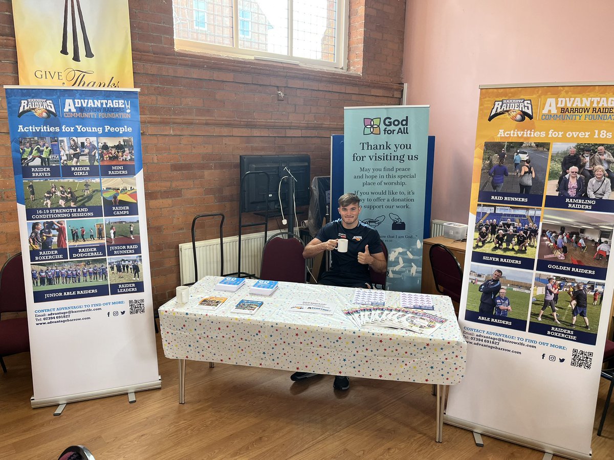 Advantage! Barrow Raiders Community Foundation (@advantagebarrow) on Twitter photo We are down at St Marks church in town today at the Yarn Bomb. Come down and say hello to fanโs favourite <a href="/Lukebroadbent10/">Luke Broadbent</a> building links with local charities ๐ We are down at St Marks church in town today at the Yarn Bomb. Come down and say hello to fanโs favourite <a href="/Lukebroadbent10/">Luke Broadbent</a> building links with local charities ๐