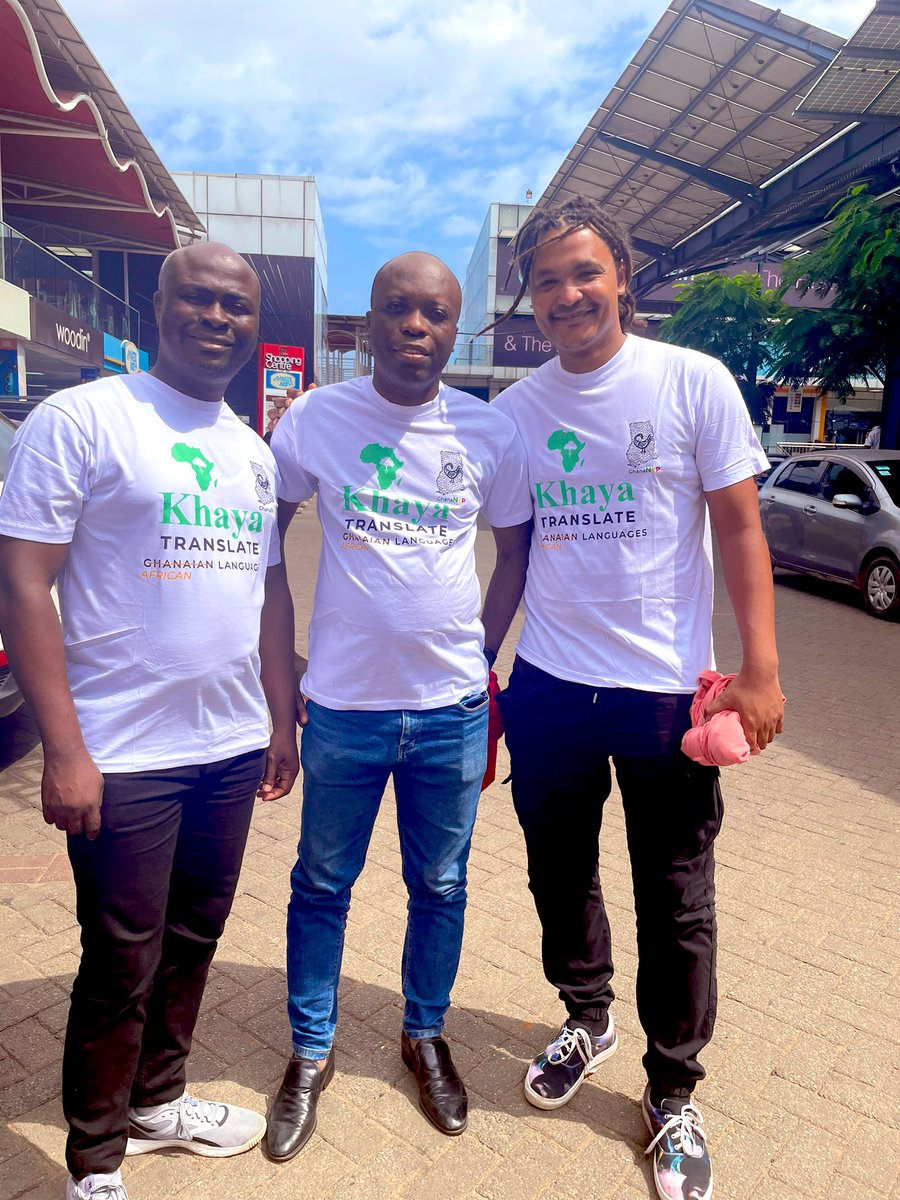 pazunre's tweet photo. Grateful for every chance to meet my guys Atsu and @moorekwesi to discuss the future of AI / NLP in Ghana cc @ghananlp @algorineinc 

Who wants to get one of these new t-shirts to support our mission?🧐 

@abigaildat designed them 🤩 https://t.co/76sKDScybp