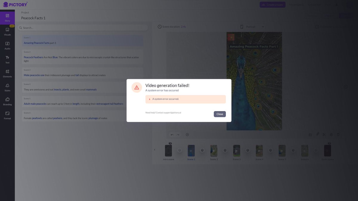 GoogleHiredGuy's tweet photo. @pictoryai I've been getting a system error on your end during video generation. This has been confirmed by your team this morning, with no resolution yet. What's the point about paying a premium if we can't even download our created content? https://t.co/wauJVAuVMg