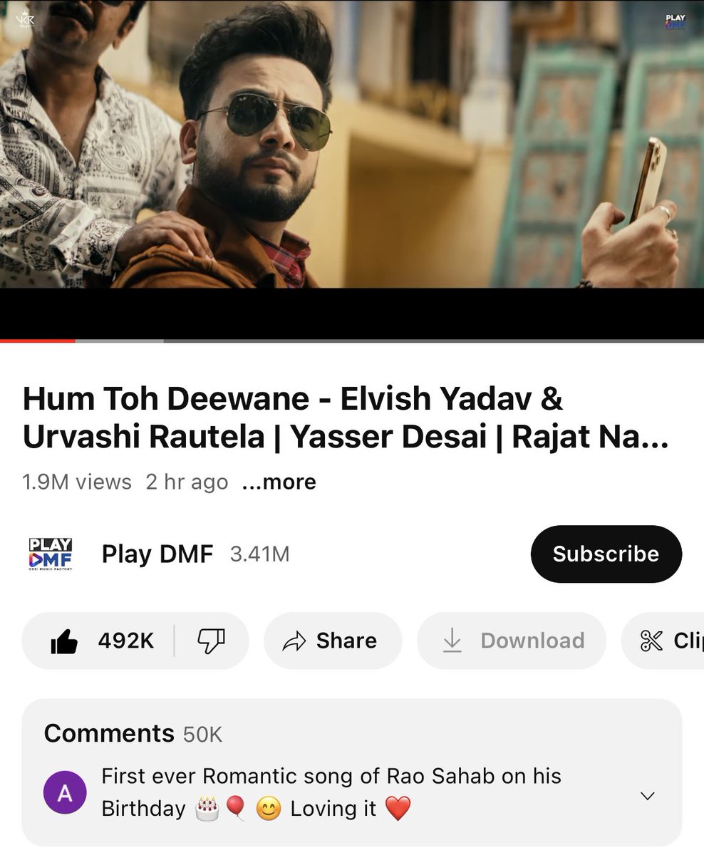xhubhh's tweet photo. What A Crazy Response 🔥🔥

3.4 K Reels Done On Instagram 

50 K Comments done on Youtube with 500k Likes 

4 Million Views Also Completed on Backend on Screen its 1.9 

"HUM TO DEEWANE" Roaring In India 🇮🇳 

LONG LIVE ELVISH YADAV

#HappyBirthdayElvish  #ElvishYadav #ElvishArmy https://t.co/h6Se91QZ5X