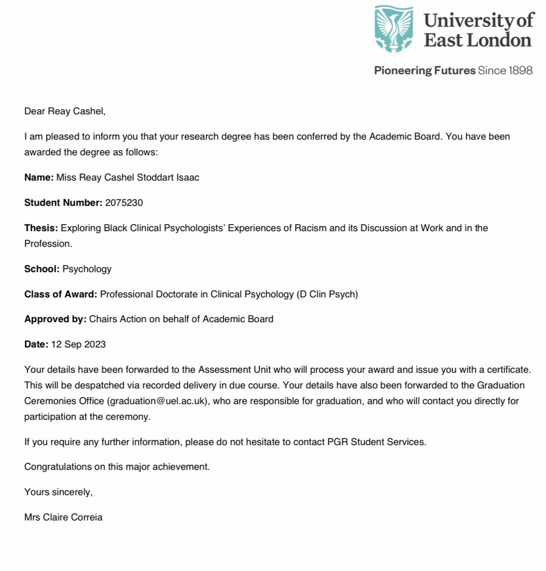 Reay_CSI's tweet image. Dr Stoddart Isaac in the house 🎉🎊🥳!!!! After three years of blood, sweat and tears, it’s official. IM A QUALIFIED CLINICAL PSYCHOLOGIST!!!! 🥹🥹