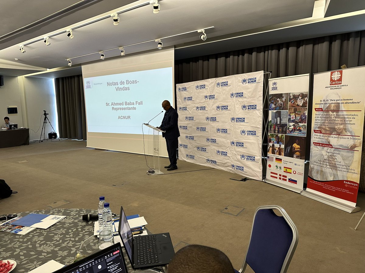 UNHCRMozambique's tweet photo. Happening now: UNHCR Mozambique´s @AhmedBaba_Fall addressing open remarks of the 3rd UNHCR &amp; Partners Meeting, taking place in Maputo from 14 to 15/09

This meeting brings together all strategic partners, including the Gov🇲🇿 represented by @ICalamidades and INAR representatives. https://t.co/pmX7INbUvq