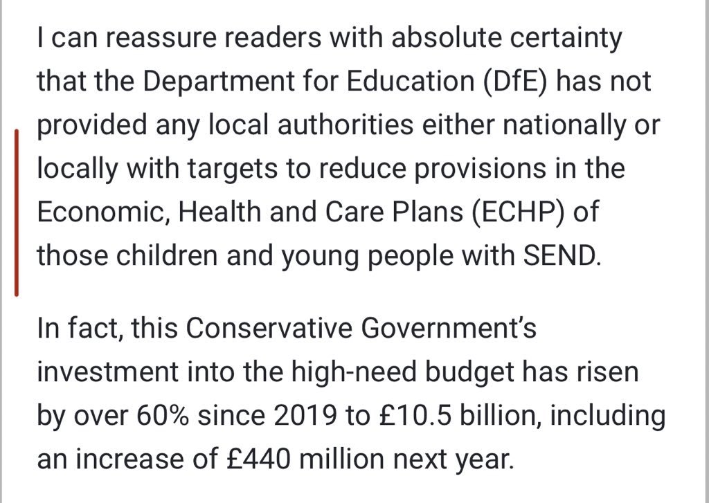 Ness Lyons (@lyonsness) on Twitter photo Dear @halfon4harlowMP when writing a letter to <a href="/yourharlow/">Your Harlow</a> to claim the DfE didn’t give LAs targets to cut EHCP provisions (they so did), best not to make the Freudian slip of referring to Education, Health & Care Plans as “Economic, Health & Care Plans”.
yourharlow.com/2023/09/13/har… Dear @halfon4harlowMP when writing a letter to <a href="/yourharlow/">Your Harlow</a> to claim the DfE didn’t give LAs targets to cut EHCP provisions (they so did), best not to make the Freudian slip of referring to Education, Health & Care Plans as “Economic, Health & Care Plans”.
yourharlow.com/2023/09/13/har…