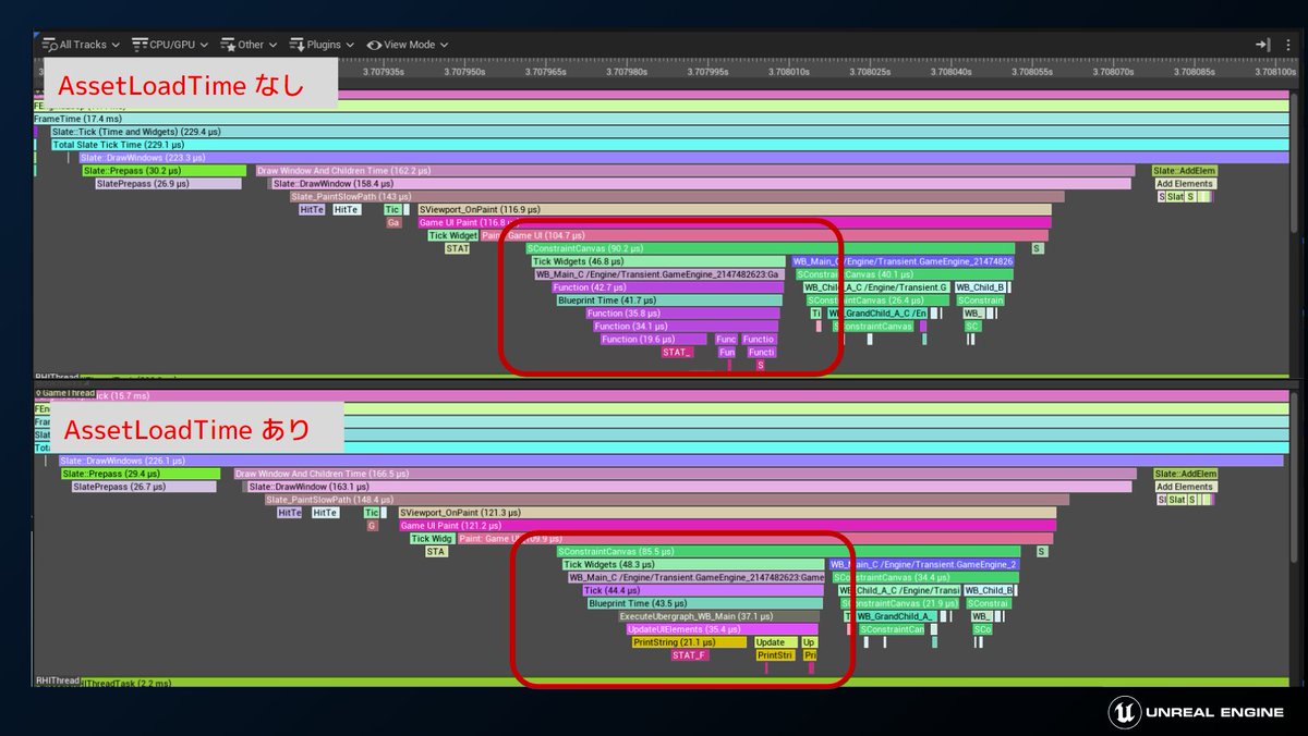 donbutsu17's tweet photo. UE5.1からUnreal InsightsでBlueprintのイベントをトレースするには、"AssetLoadTime"のChannelを指定する必要があります。Blueprintをたくさん使用しているプロジェクトをプロファイルする時には忘れないように指定してくださいね。 #UE5 https://t.co/OXAiJG3Wnu