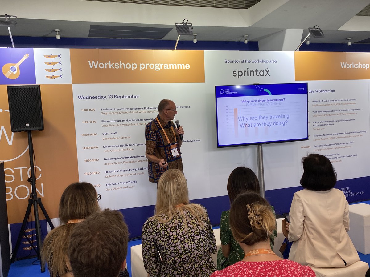 Thank you Greg Richards and Wendy Morrill for sharing insights from the WYSE Travel Confederation's New Horizons surveys, delving into the in-destination activities of international youth travellers and discussing the factors shaping future travel experiences.

#wystc2023