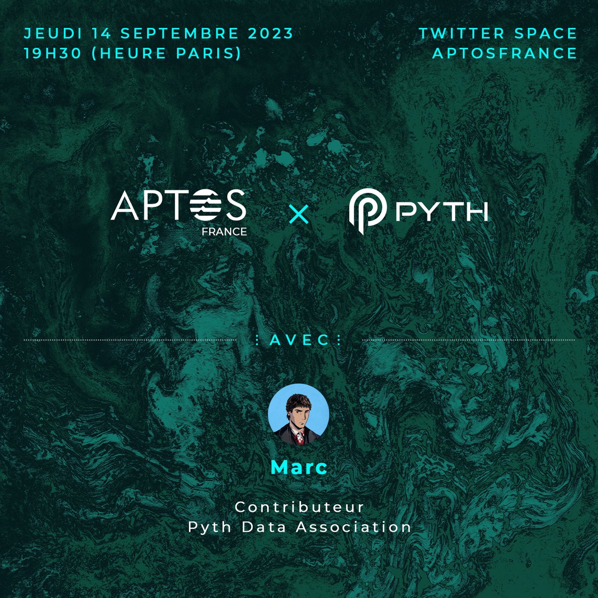 Aptos France Officiel (@aptosfrance) on Twitter photo 📢Twitter Space : Aptos France x <a href="/PythNetwork/">Pyth Network 🔮</a> !
Rejoignez-nous à 19h30 (05:30 pm GMT) pour en apprendre plus sur les oracles et comprendre ce que #PoweredByPyth signifie. 🔮👇
x.com/i/spaces/1DXGy… 📢Twitter Space : Aptos France x <a href="/PythNetwork/">Pyth Network 🔮</a> !
Rejoignez-nous à 19h30 (05:30 pm GMT) pour en apprendre plus sur les oracles et comprendre ce que #PoweredByPyth signifie. 🔮👇
x.com/i/spaces/1DXGy…