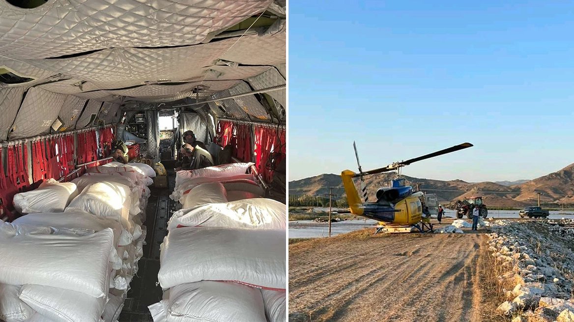 Τα Σινούκ της αεροπορίας στρατού πηγαίνουν ζωοτροφές στα αποκλεισμένα χωριά και ταυτόχρονα ο Στρατός αναλαμβάνει δράση μαζί με την Περιφέρεια για την απομάκρυνση των νεκρών ζώων.
#Θεσσαλια