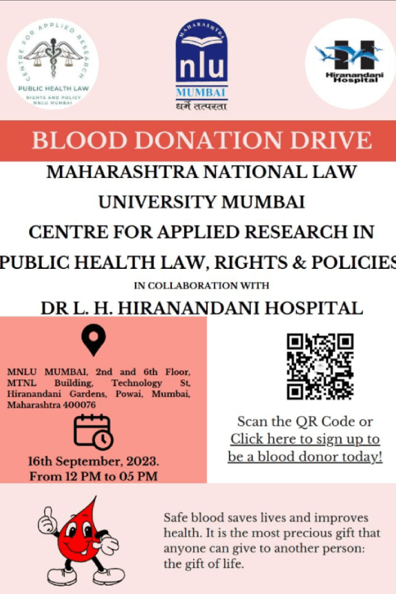 We are delighted to announce the inauguration of our Centre, dedicated to advancing research and contributing to the development of effective strategies and interventions in public health law, rights, and policies. Inauguration Venue: Second Floor Conference Hall, MNLU Mumbai.