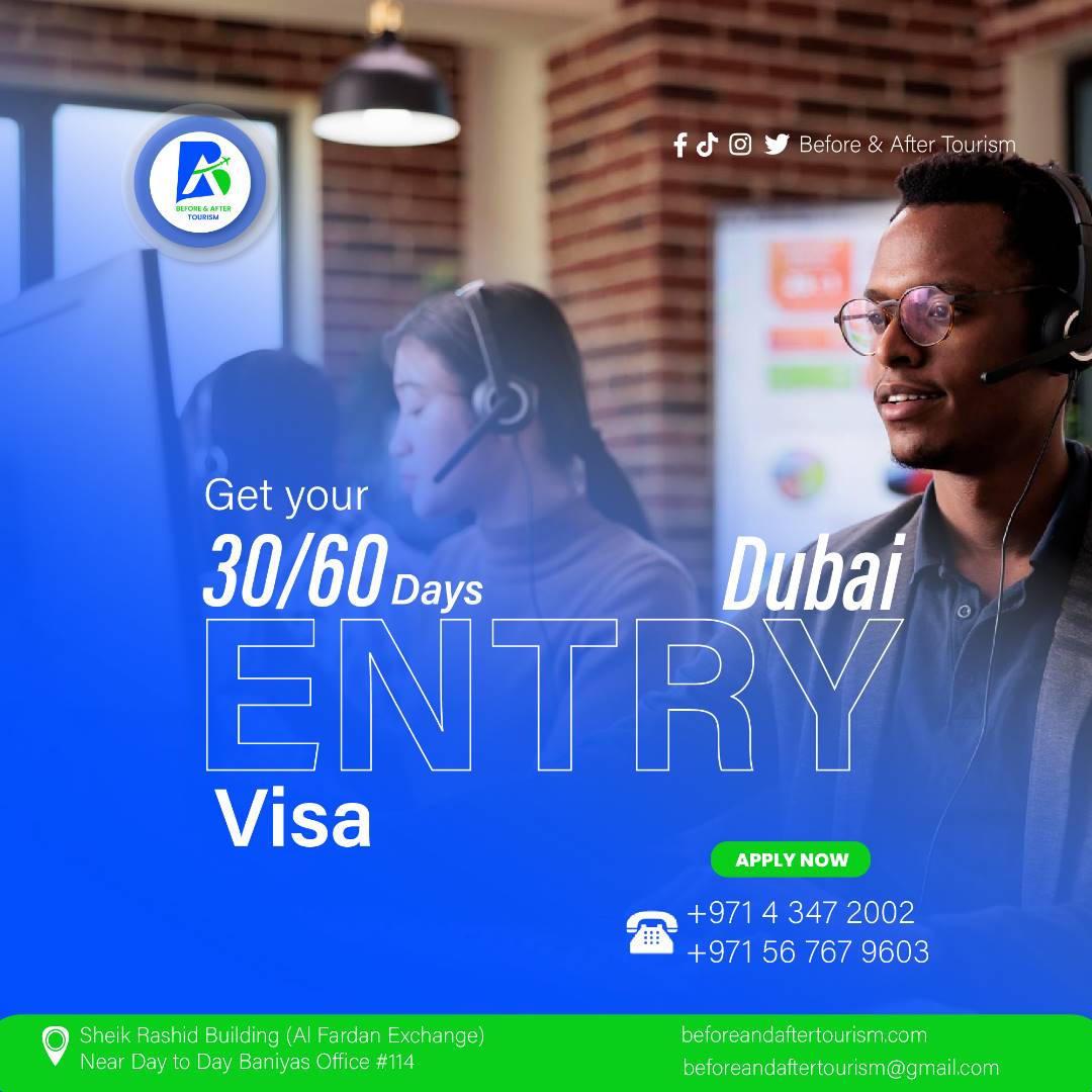 B4andaftertours's tweet photo. Enter UAE/Dubai  with ease with the 60 days Entry Visa  

For more information;
Call: +971 434 7 2002
WhatsApp: +971 56 767 9603

#besttourandtravelagency #dubaivisa #airtickets #dummytickets https://t.co/z8GkXe4Exj