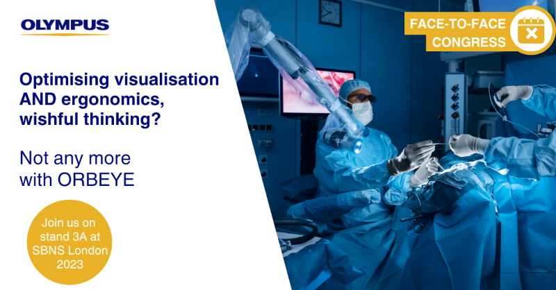 OlympusMedUKIE's tweet photo. It’s not wishful thinking to imagine a solution that optimises visualisation AND Ergonomics in #neurosurgery. ORBEYE’s true simultaneous 4K 3D visualisation means precise images for seeing more anatomical details, while utilising a more natural working position #SBNSLONDON2023