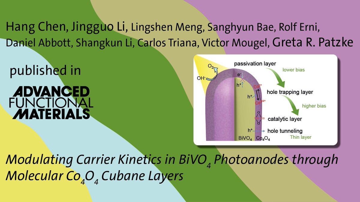 We are excited to share our work on molecular loaded bismuth vanadate photoanodes for solar water splitting in Advanced Functional Materials: onlinelibrary.wiley.com/doi/full/10.10…! Many thanks to our collaborators and to @PatzkeGroup @LightChEC @UZH_Chemistry @_Victor_Mougel