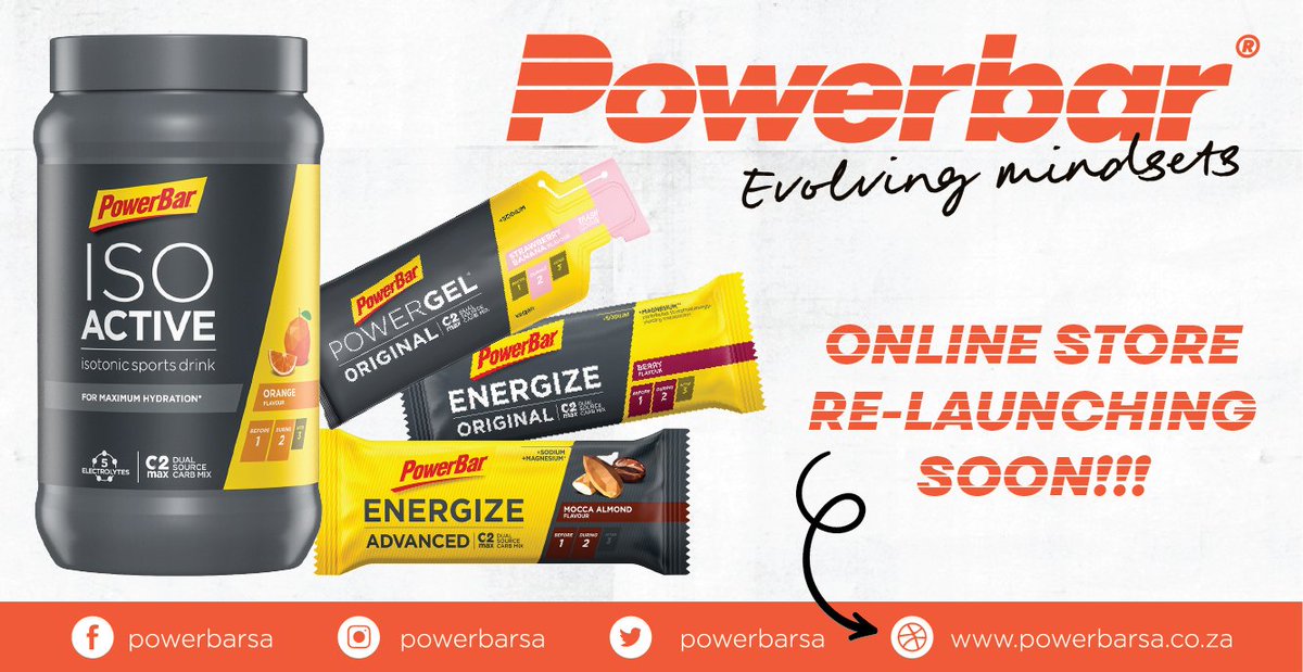 Exciting news! 🚀 Powerbar SA is relaunching their online store at powerbarsa.co.za soon, after some much-needed changes to make your online experience easier. Get ready to fuel your active lifestyle with their top-notch energy bars and supplements. #EvolvingMindsets