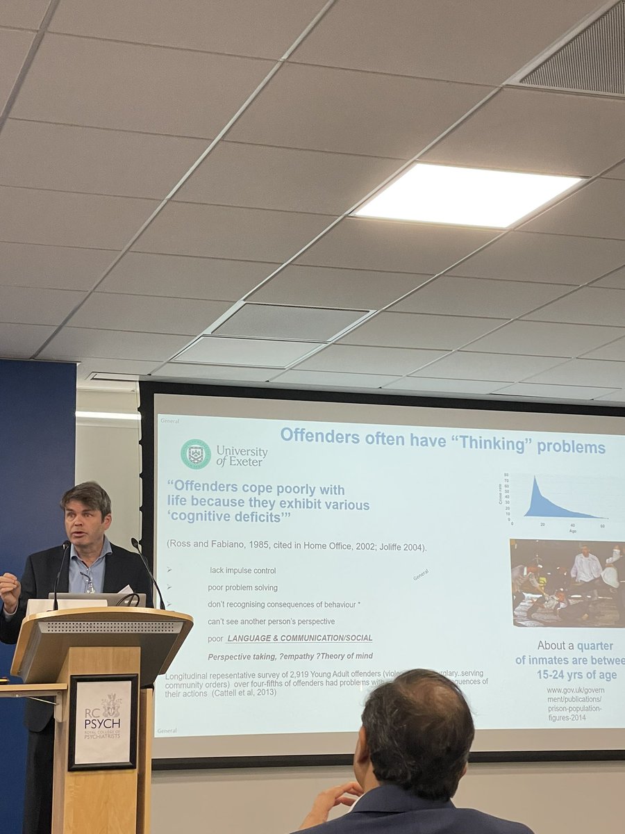 Great opening to #NeuroConf23 by Prof @huwwilliams19 :
‘#Prisons are brain injury units without resources’

- Prevalence of 🧠 injury in male prisons is 40–60% (5x ⬆️ risk compared to gen population)
- Often occurs in childhood. 2-3x risk of violence & suicide.

#neuropsychiatry