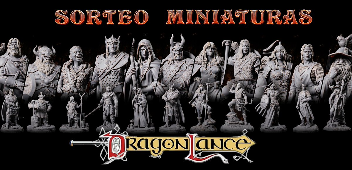 🎉 ¡SORTEO ESPECIAL DRAGONLANCE! 🎉

Amantes de la #Dragonlance, ¡este es vuestro momento! 🐉 Sorteo un pack de miniaturas 32mm impresas en resina ABS-Like (durareras y flexibles) de tus personajes favoritos:

- Tanis 🌲
- Flint ⛏️
- Tasslehoff 🎒
- Caramon 💪
- Raistlin 🧙‍♂️
-