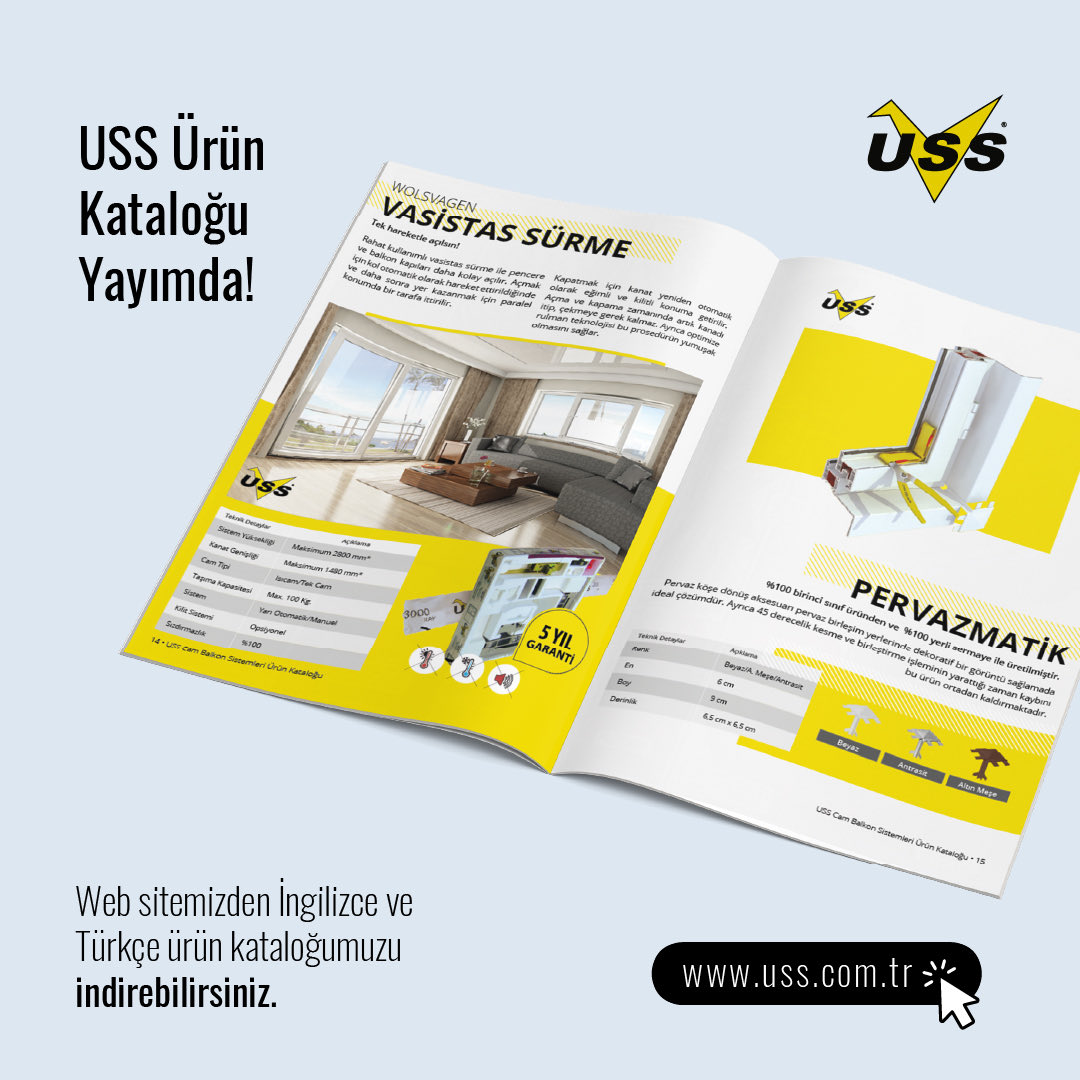 USS Cam Balkon Sistemleri ürün kataloğumuz şimdi yayımda!
Kataloğu indirmek için web sitemizi ziyaret edin. Katalog talep etmek için lütfen bizimle iletişime geçin.

☎ 0212 861 22 22
🌐 uss.com.tr

#usscambalkon #cambalkon #cambalkonsistemleri