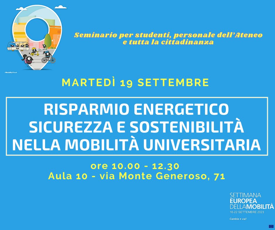 19 Settembre, h 10
Aula 10 - via Monte Generoso, 71 
🟡 𝗥𝗶𝘀𝗽𝗮𝗿𝗺𝗶𝗼 𝗲𝗻𝗲𝗿𝗴𝗲𝘁𝗶𝗰𝗼, 𝘀𝗶𝗰𝘂𝗿𝗲𝘇𝘇𝗮 𝗲 𝘀𝗼𝘀𝘁𝗲𝗻𝗶𝗯𝗶𝗹𝗶𝘁𝗮̀ nella mobilità universitaria
uninsubria.it/seminario-mobi…
Possibilità di seguire l'evento tramite collegamento Teams!
