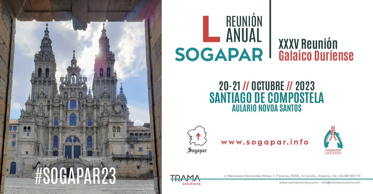 ¡Seguimos trabajando! En octubre se celebra la L Reunión Anual de la @SOGAPAR que tendrá lugar en #Santiago de Compostela. Más información sobre el #congreso en sogapar.info #somostrama #mice #healthcare #salud #SOGAPAR23