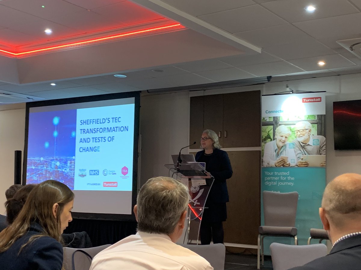 Listening to Alexis Chappell, DASS at Sheffield City Council talking about how the health and care system has an ambition to use technology enabled care as an enabler of service integration and delivery #TECS #NHS #socialcare