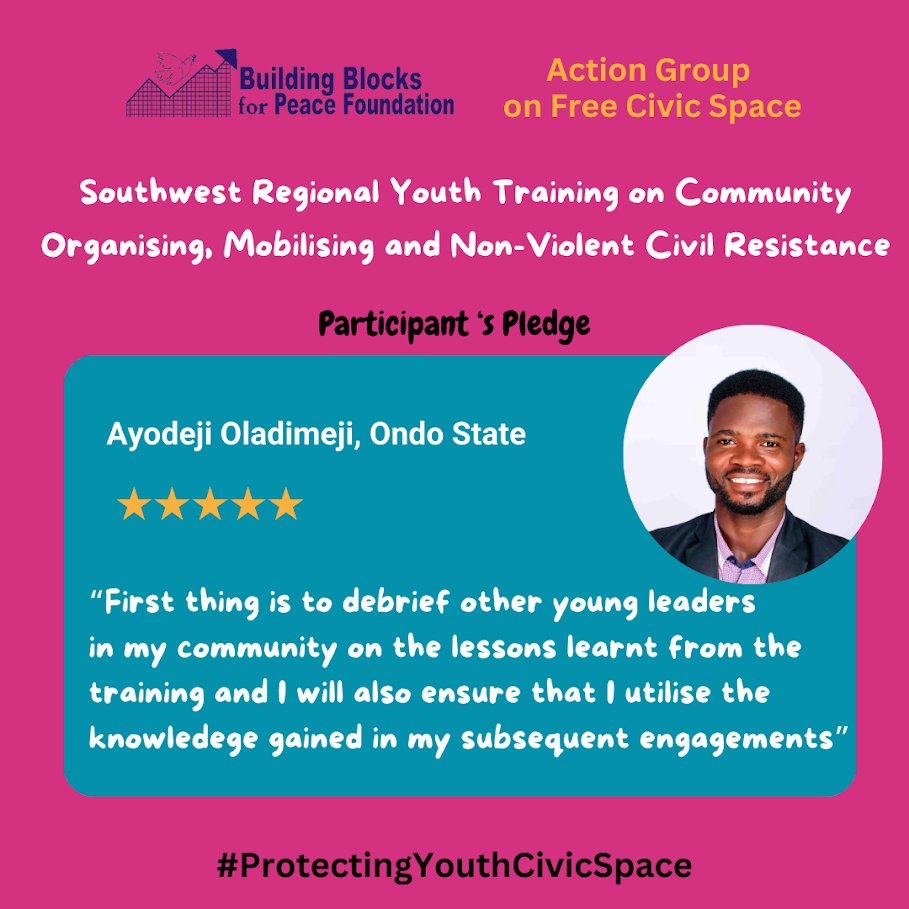 Building Blocks for Peace on X: "After d Southwest Regional Youth Training  by @bbforpeace, we asked Participants what they intend 2 do & @ayodeji_aat  has this to say "First thing is 2
