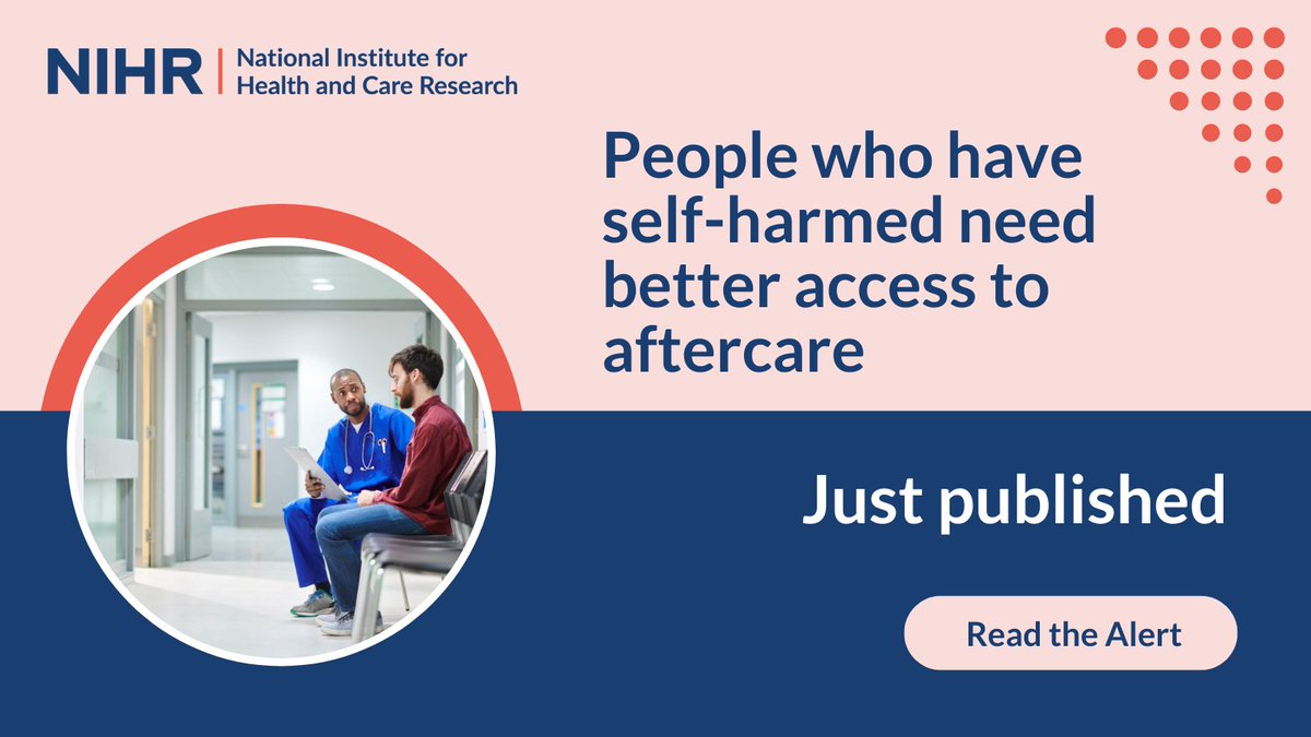 This study explored the barriers that adults who go to hospital after harming themselves face to access the care they need, from the perspective of clinicians who refer them for aftercare Discover more: evidence.nihr.ac.uk/alert/people-w… #SuicidePrevention #SuicideAwareness