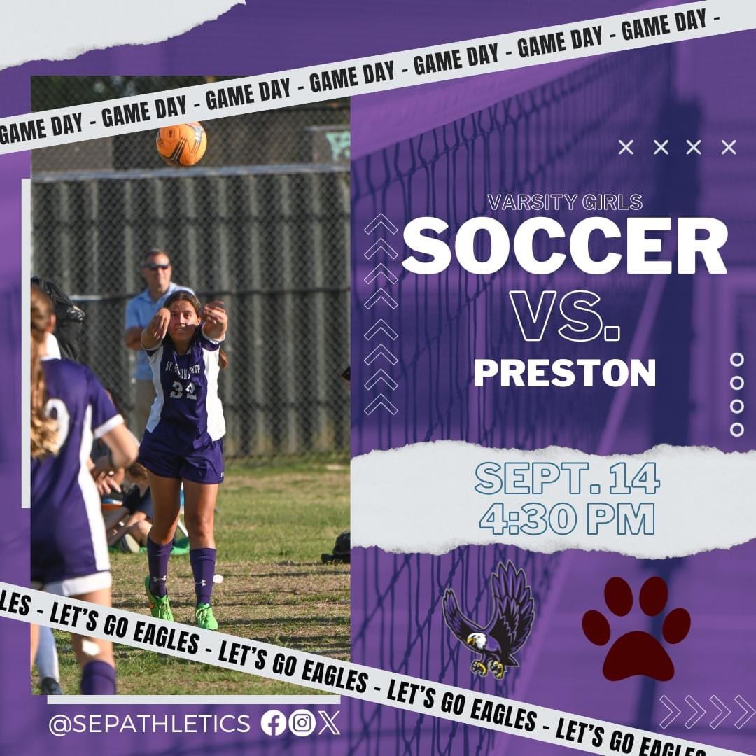 It's GAME DAY! Girls JV and Varsity Volleyball are in action against Nazareth. Girls Varsity Soccer is in action against Preston.

#LetsGoSEPEagles 🟣⚪🦅