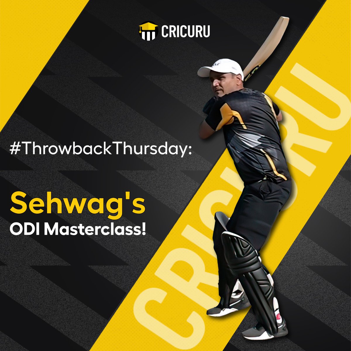 #Throwback to Virender Sehwag's historic 219 against West Indies. He redefined ODI cricket with a blazing knock that left everyone in awe. 
Relive this cricketing brilliance in your way. Get lessons from Sehwag and other cricketing greats only at Cricuru.
#Cricuru #Sehwag #ODI