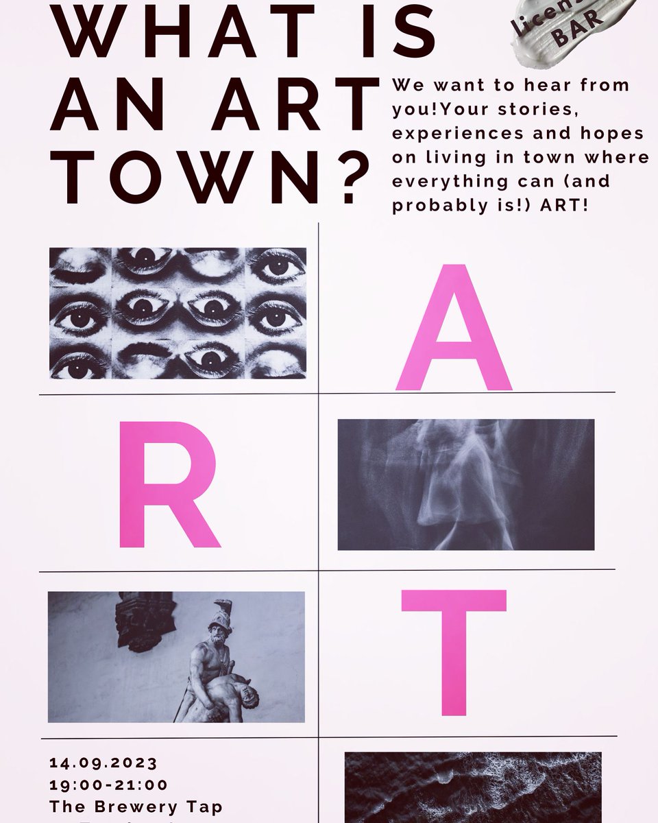 Join us today for an open discussion; What Is An Art Town? from 7pm at the Brewery Tap

#Folkestone #Kent #TodayInKent #Thursday #WhatIsAnArtTown #BreweryTap #UCA @CreativeFstone