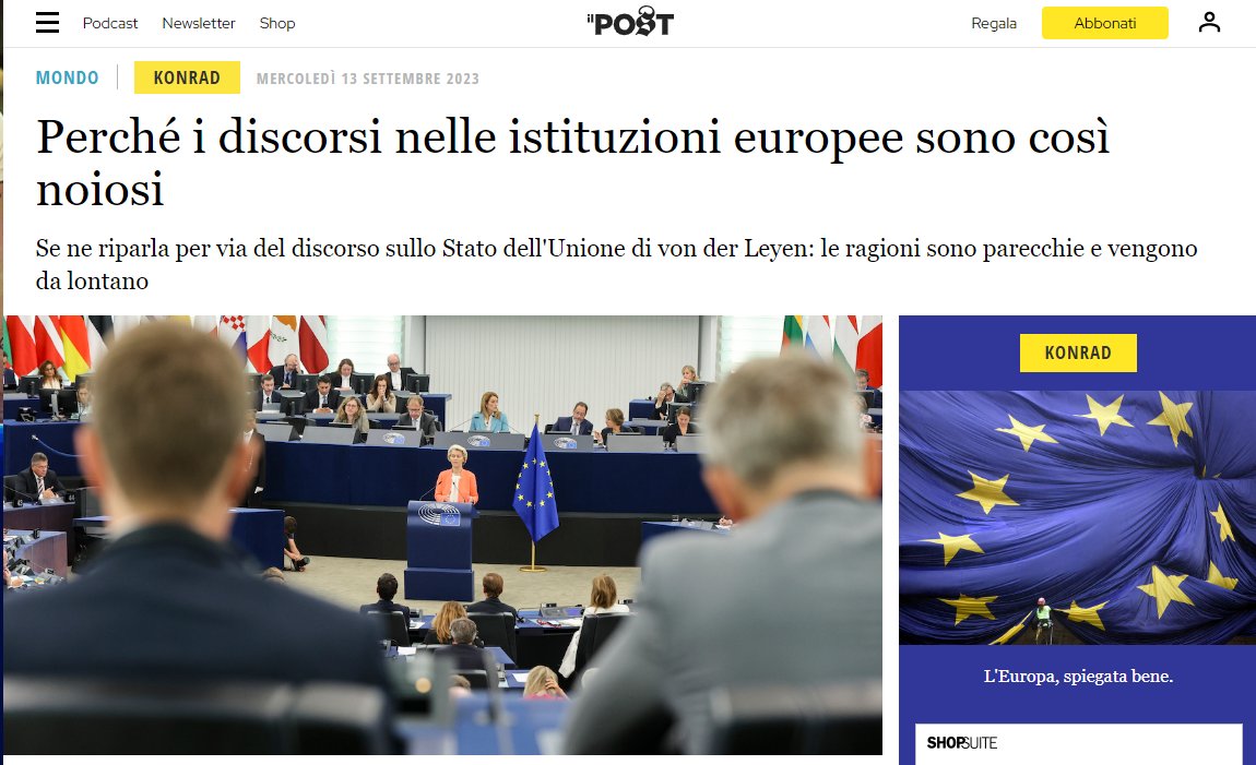 Oggi c'è un pezzo su <a href="/ilpost/">Il Post</a> che dà una risposta a una domanda che tutti ci siamo fatti almeno una volta.

Qui 👇
ilpost.it/2023/09/13/dis… 

#14settembre #VonderLeyen #UnionEuropea