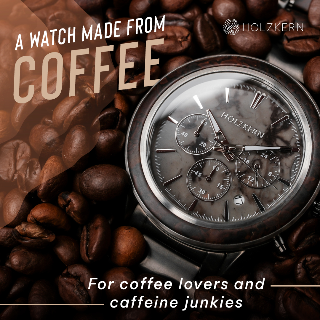Holzkernwatches's tweet photo. That thrill when caffeine rushes through your veins and drives your pulse up 🔥

For all coffee lovers and caffeine junkies, Holzkern is giving you the chance to win a unique timepiece made with ground coffee beans. Only now and only for a short time!