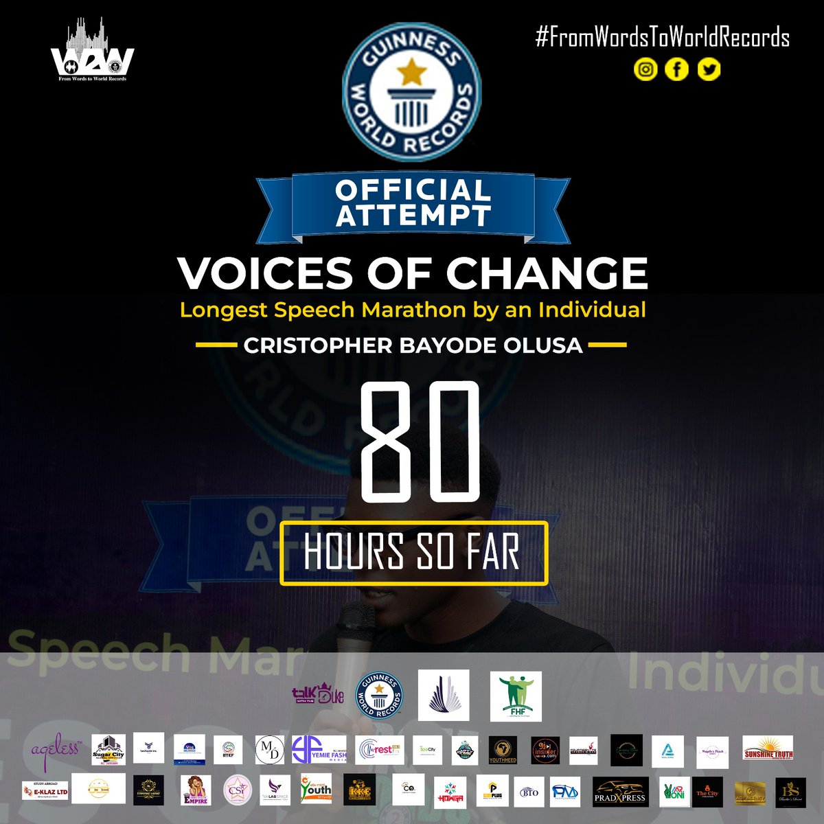 AdesinaIfedayo's tweet photo. @Cb_0lusa is sweating and not stopping. This is because a drop of sweat from his body waters the words of inspiration he utters. Please be a part of this inspiration by tweeting, retweeting and reposting this Event.
#GoDuke #FromWordToWorldRecord
@Cb_0lusa https://t.co/uBjICzo9xZ