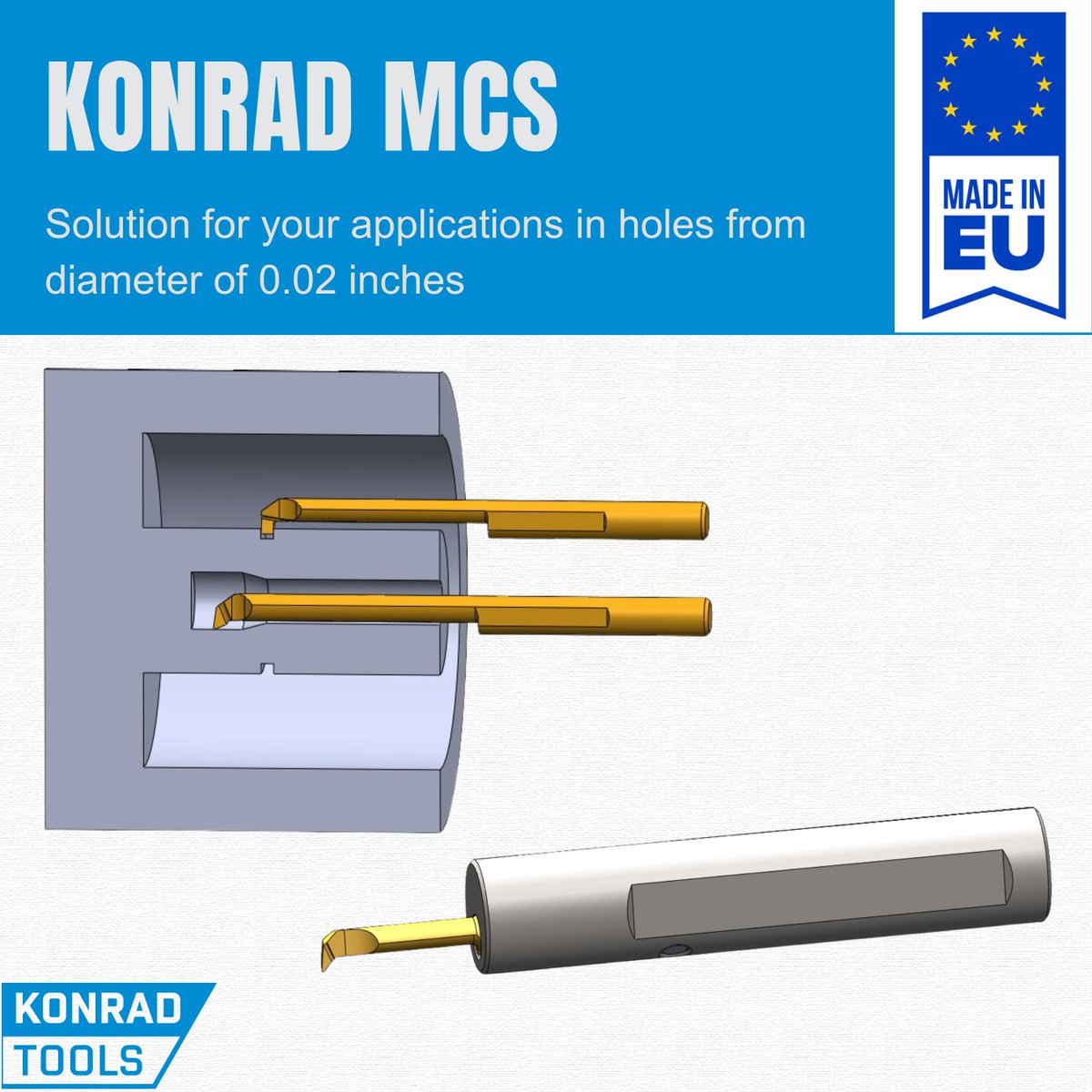 KonradTools's tweet photo. Our Konrad MCS (Mini cutting system) will help you in your applications in holes from diameters of 0.02 inches to 0.39 inches

#konradtools #cuttingtools #preciousmetals #sandvik #iscar https://t.co/KzKYxKuqMi