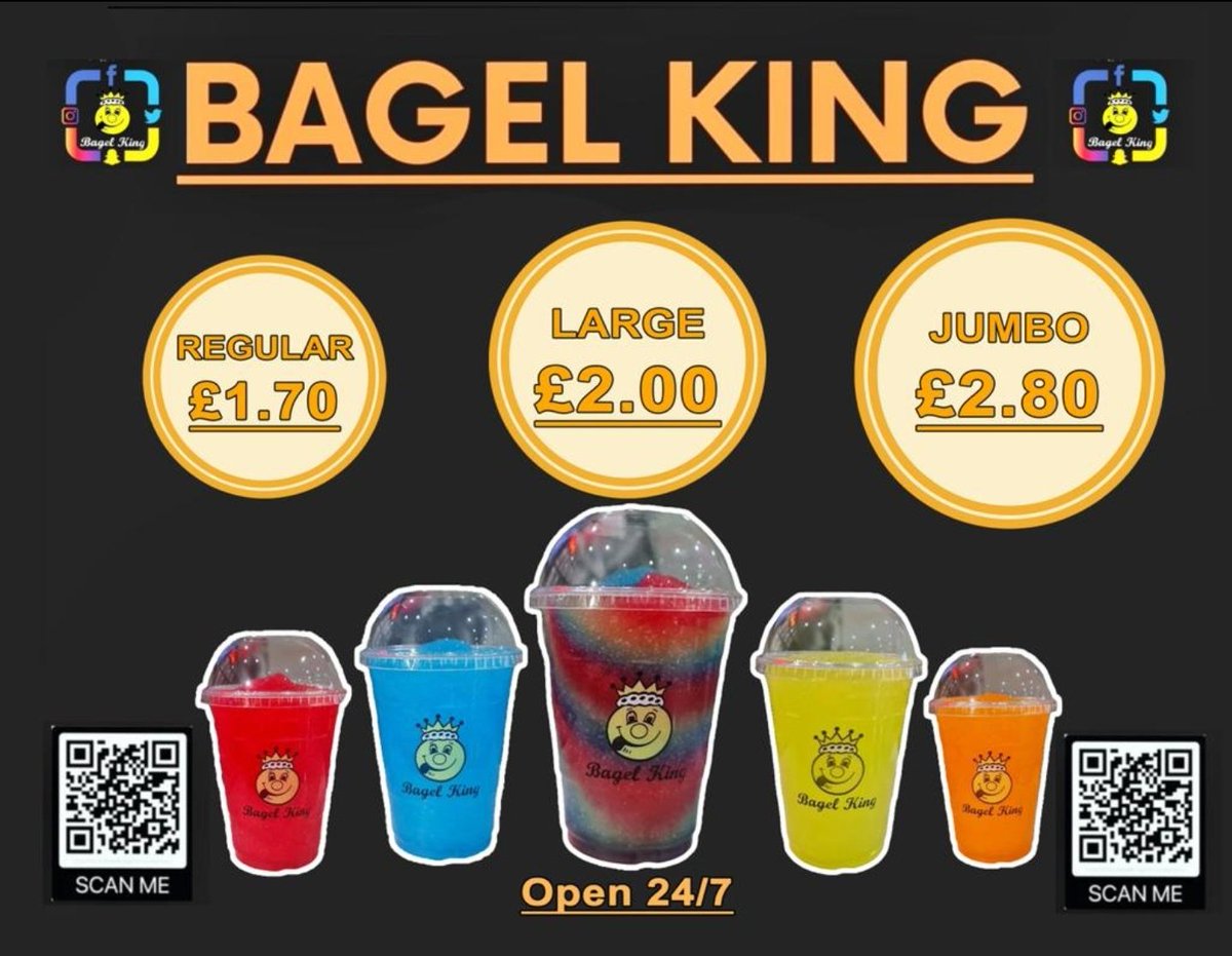 BagelKing247's tweet photo. @BagelKing247 #slush #SLUSHİE #London #bagel #jerkbagel #bagelking247 #applecrumblecustard https://t.co/nG6rrkfmiW