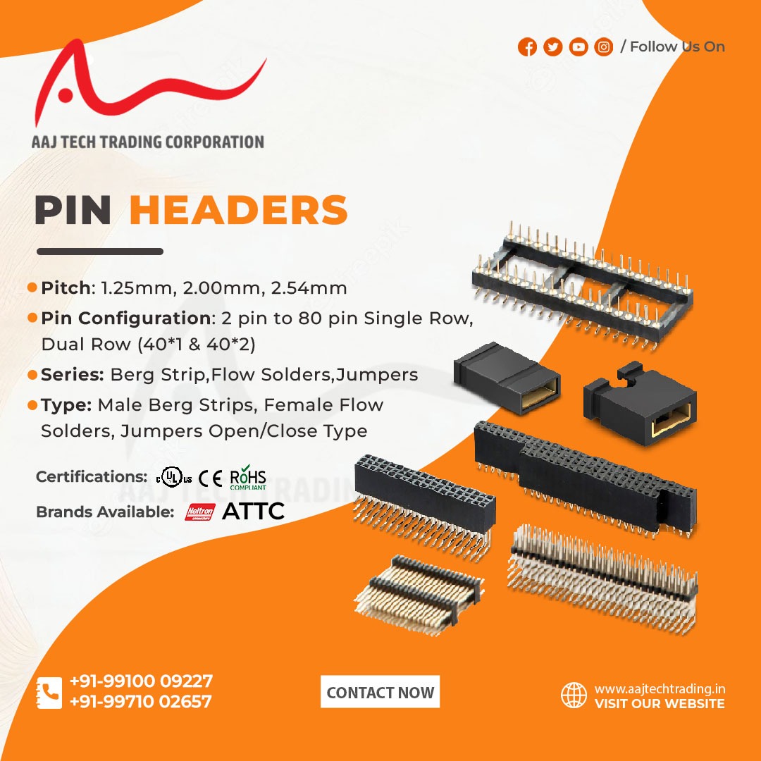 AajTech12653's tweet photo. PIN HEADERS
Visit Us:- https://t.co/CykxccUpqO
info@aajtechtrading.com
Contact Us:- +91 99100 09227
#industrial #distributers #traders #emport #aerospace #TerminalBlocks #manufacturer #electrictcomponent #connectors #electrical #connector #electronic #switches https://t.co/1ozppTMvUU