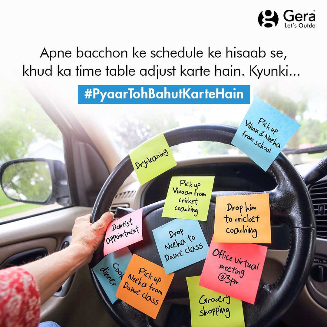 geradevelopment's tweet photo. Parents are the ultimate multitaskers! ❤️
From adjusting their timetables to aligning with their child's needs— parents wear many hats throughout the day, kyunki woh apne bacchon se #PyaarTohBahutKarteHain.
#GeraDevelopments #ChildCentricHomes #RealEstate #LetsOutdo https://t.co/hLWqLvLTjd