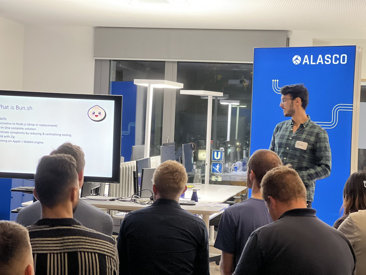 tech_alasco's tweet image. ✨Yesterday was a blast! 💫
With MunichJS user group we talked about Chrome DevTools Debugging&Stepping and a freshly backed JS runtime&toolkit - Bun. Thanks @FlorianRappl for collaboration and to all amazing speakers for sharing your knowledge with us 🚀🙌